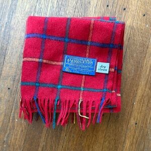 Pendleton Red and Blue Checkered Wool Scarf
